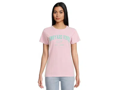 Vineyard Vines Drift Dye Heritage Arch Logo Short-sleeve T-shirts In Pink