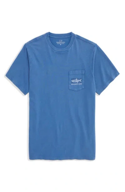 Vineyard Vines Drift Dye Tarpon Whale Cotton Graphic Pocket T-shirt In Blue