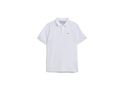 Vineyard Vines Edgartown Pique Polo (toddler/little Kids/big Kids) Boy's T Shirt White Cap : 2t, Cotton/polyester/s In Blue