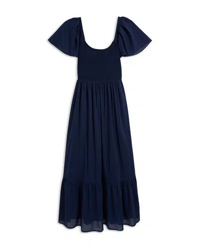 Vineyard Vines Ellen Flutter Sleeve Maxi Dress In Nautical Navy