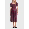 Vineyard Vines Ellen Plaid Puff Sleeve Midi Dress In Multi