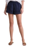 Vineyard Vines Embroidered Eyelet Pull-on Cotton Shorts In Blue