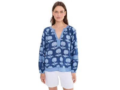 Vineyard Vines Emilia Top Women's Blouse Quinn Floral Moon: Sm In Blue