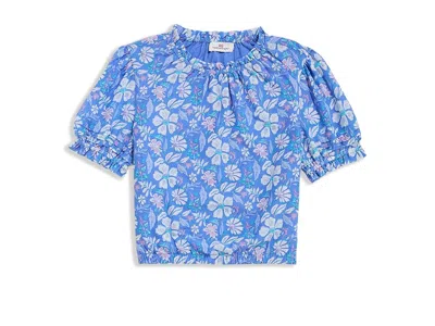 Vineyard Vines Emmy Pintuck Top (little Kids/big Kids) Girl's T Shirt Hibiscus Breaker : Sm (7-8 Big Kid), Cotton In Blue