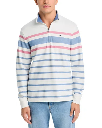 Vineyard Vines Engineered Breton Stripe Quarter Zip Sweater In Multi