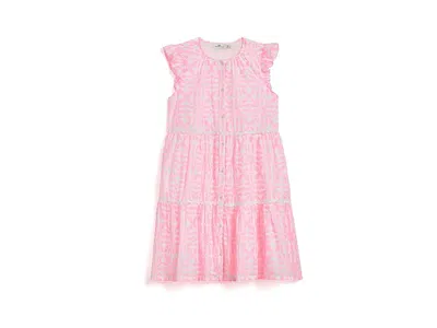 Vineyard Vines Evie Dress (toddler/little Kid/big Kid) Girl's Dress Haven Tile Bloom: Md (10-12 Big Kid) In Pink