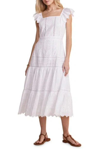 Vineyard Vines Eyelet Embroidered Flutter Sleeve Cotton Midi Dress In White Cap