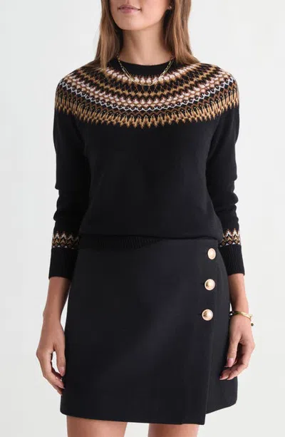 Vineyard Vines Fair Isle Crewneck Sweater In Black