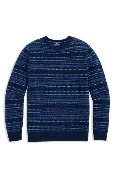 Vineyard Vines Fair Isle Merino Wool Crewneck Sweater In Nautical Navy