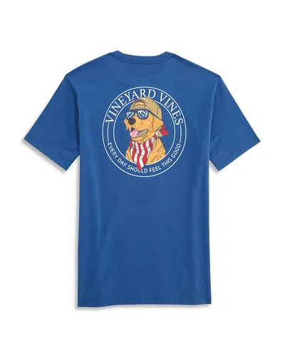 Vineyard Vines Feel This Good America Dog Graphic T-shirt In Blue