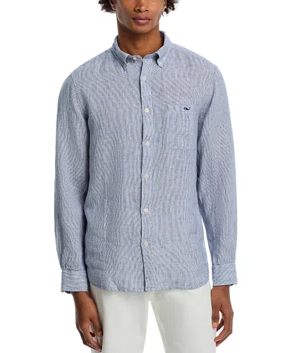 Vineyard Vines Fine Stripe Linen Shirt In Nautical Navy