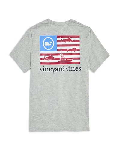 Vineyard Vines Fishing Flag Logo Crewneck T-shirt In Gray