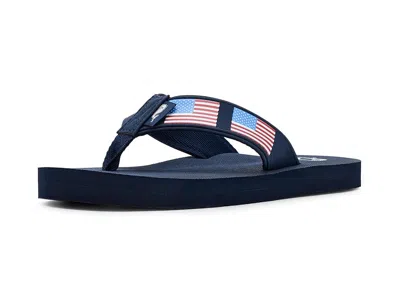 Vineyard Vines Flag Foam Flip Flops (little Kid/big Kid) Boys Shoes Blue Blazer: 13 Big Kid M