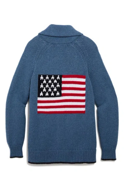 Vineyard Vines Flag Intarsia Shawl Collar Merino Wool & Cotton Cardigan