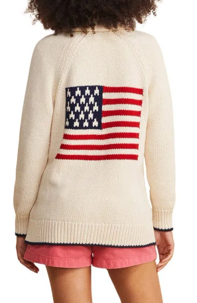 Vineyard Vines Flag Intarsia Shawl Collar Merino Wool & Cotton Cardigan In White Arrowwoods