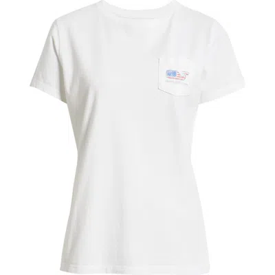 Vineyard Vines Flag Whale Graphic Pocket T-shirt In White