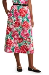 Vineyard Vines Floral Cotton & Silk Faille Midi Skirt In Brush Floral - Marsh