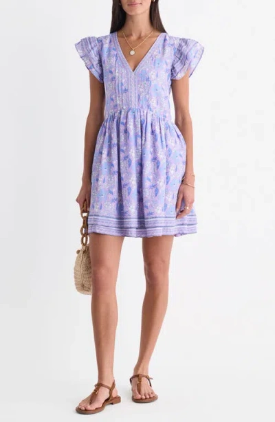 Vineyard Vines Floral Flutter Sleeve Minidress In Purple