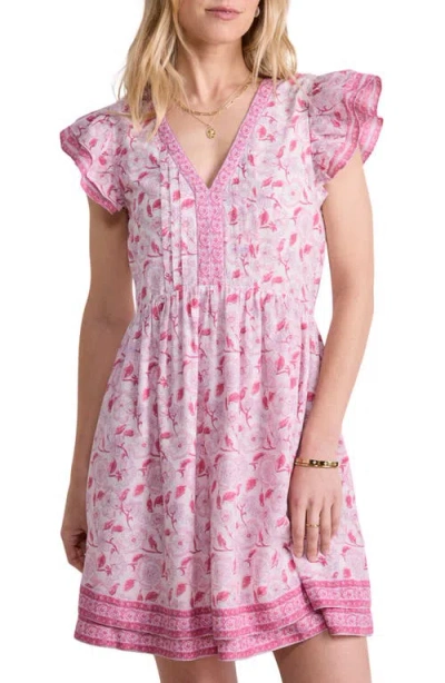 VINEYARD VINES VINEYARD VINES FLORAL FLUTTER SLEEVE MINIDRESS