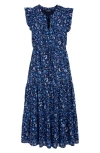 Vineyard Vines Flutter Sleeve Maxi Dress In Blue