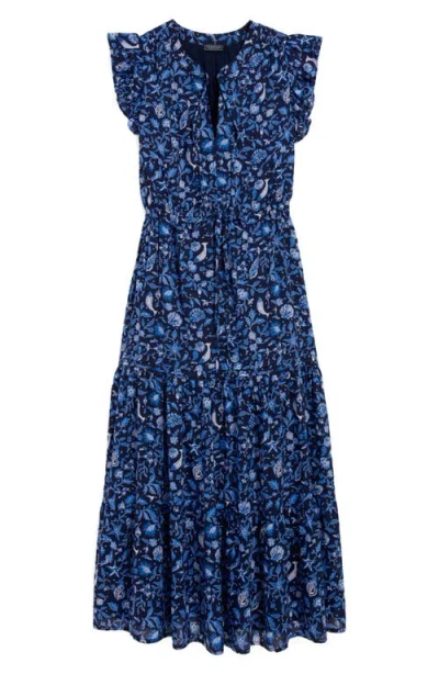 Vineyard Vines Floral Print Maxi Dress In Blue