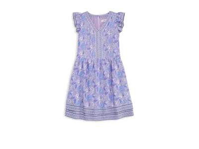 Vineyard Vines Flutter Pintuck Dress (toddler/little Kid/big Kid) Girl's Dress Print Lilac Breeze : Md (10-12 Big K In Multi