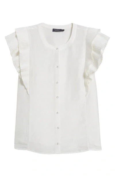 Vineyard Vines Flutter Sleeve Button-up Top In White