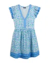 Vineyard Vines Floral Flutter Sleeve Minidress In Frangipani Marsh/f