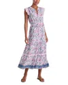 Vineyard Vines Flutter Sleeve Maxi Dress In Multi