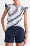 Vineyard Vines Flutter Stripe Knit Top In Blue