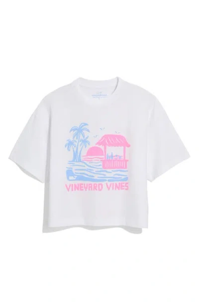 Vineyard Vines Garment Dyed Beach Bar Scenic Boxy Tee In White
