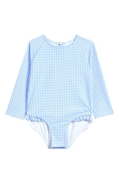 Vineyard Vines Babies'  Gingham Long Sleeve One-piece Rashguard Swimsuit In J. Gingham