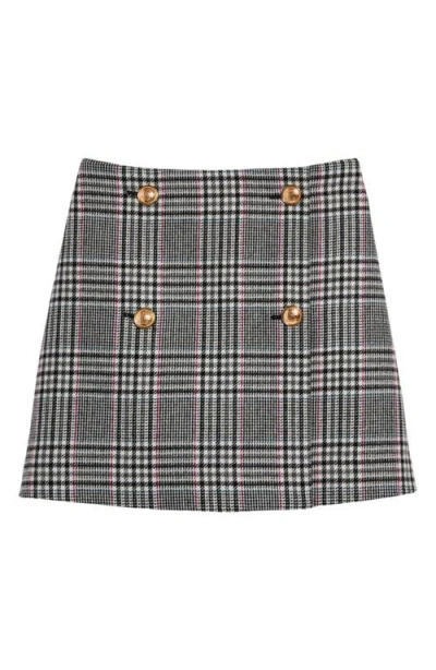 Vineyard Vines Glen Plaid Button Accent Ool-blend A-line Miniskirt In Glenn Plaid - Black