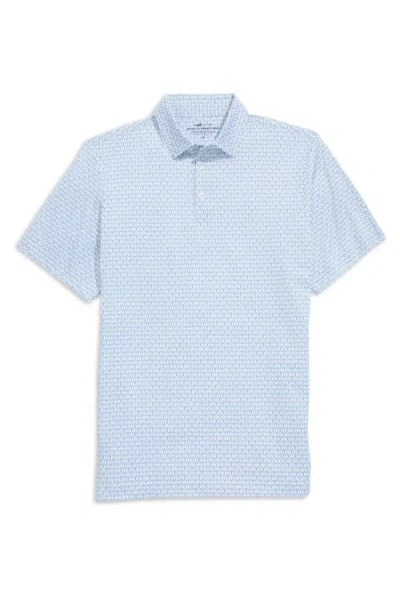 Vineyard Vines Golf Print Sankaty Performance Polo In Blue