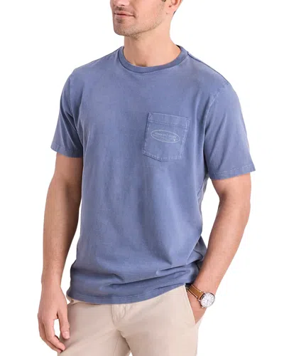 Vineyard Vines Graphic Logo Pocket Tee In Blue Mirage