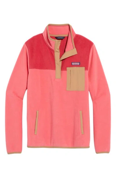 Vineyard Vines Harbor Fleece Half Zip In Just Peachy