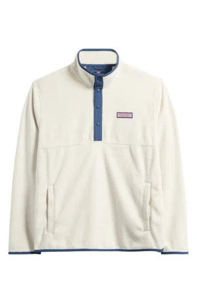 Vineyard Vines Harbor Fleece Snap Placket Pullover In White