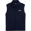 Vineyard Vines Harbor Fleece Zip-front Vest In Black