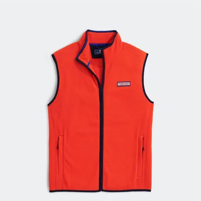 Vineyard Vines Harbor Fleece Vest In Red