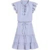 Vineyard Vines Harbor Grid Print Flutter Sleeve Dress