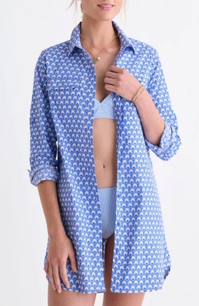 Vineyard Vines Harbor Long Sleeve Cover-up Shirtdress In Blue