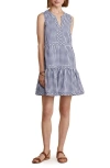 Vineyard Vines Harbor Stripe Seersucker Sundress In Vineyard Navy/white