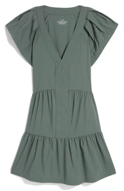 Vineyard Vines Harbor Tiered Ruffle Dress In Green