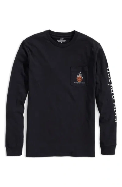 Vineyard Vines Headless Horseman Long Sleeve T-shirt In Black