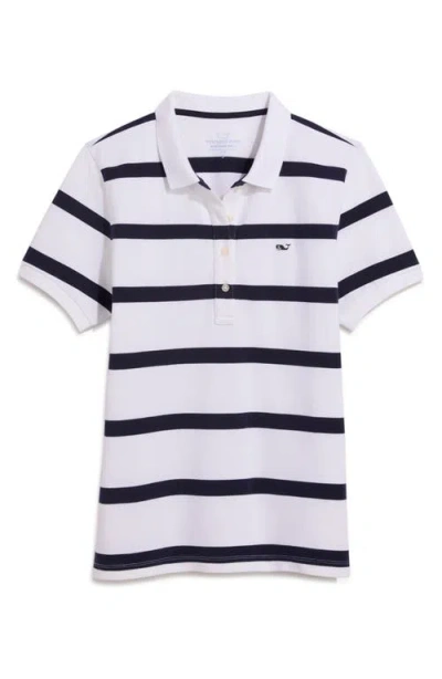 Vineyard Vines Heritage Cotton Polo In Ostripe - White/navy