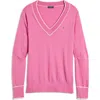 Vineyard Vines Heritage Tipped V-neck Sweater In Black Raspberry