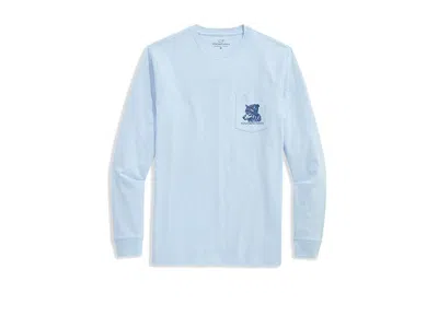 Vineyard Vines Husky Ski Dog Long Sleeve Pocket T-shirts In Blue
