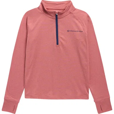 Vineyard Vines Kids'  Island Time Raglan Sleeve Quarter Zip Sweatshirt In Red