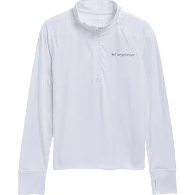 Vineyard Vines Kids'  Island Time Raglan Sleeve Quarter Zip Sweatshirt In White