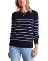 Vineyard Vines Stripe Cotton Roll Neck Sweater In Blue